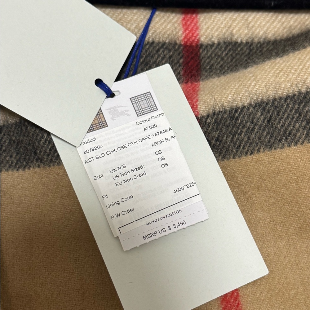 Burberry Camel Plaid Hooded Cape - Picture 4 of 9